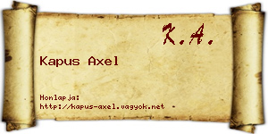 Kapus Axel névjegykártya